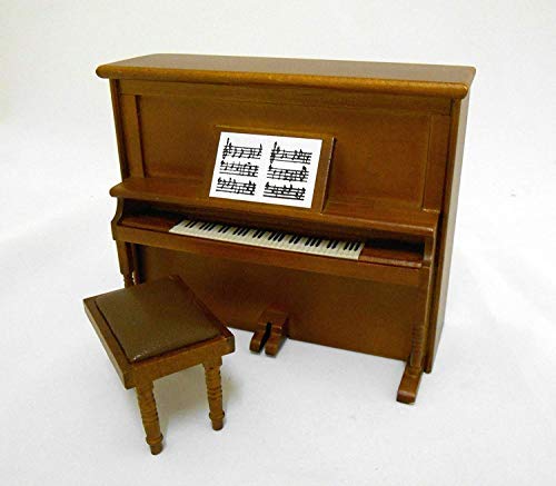 Amazon | Dollhouse Miniature Upright Piano with Stool | 家具